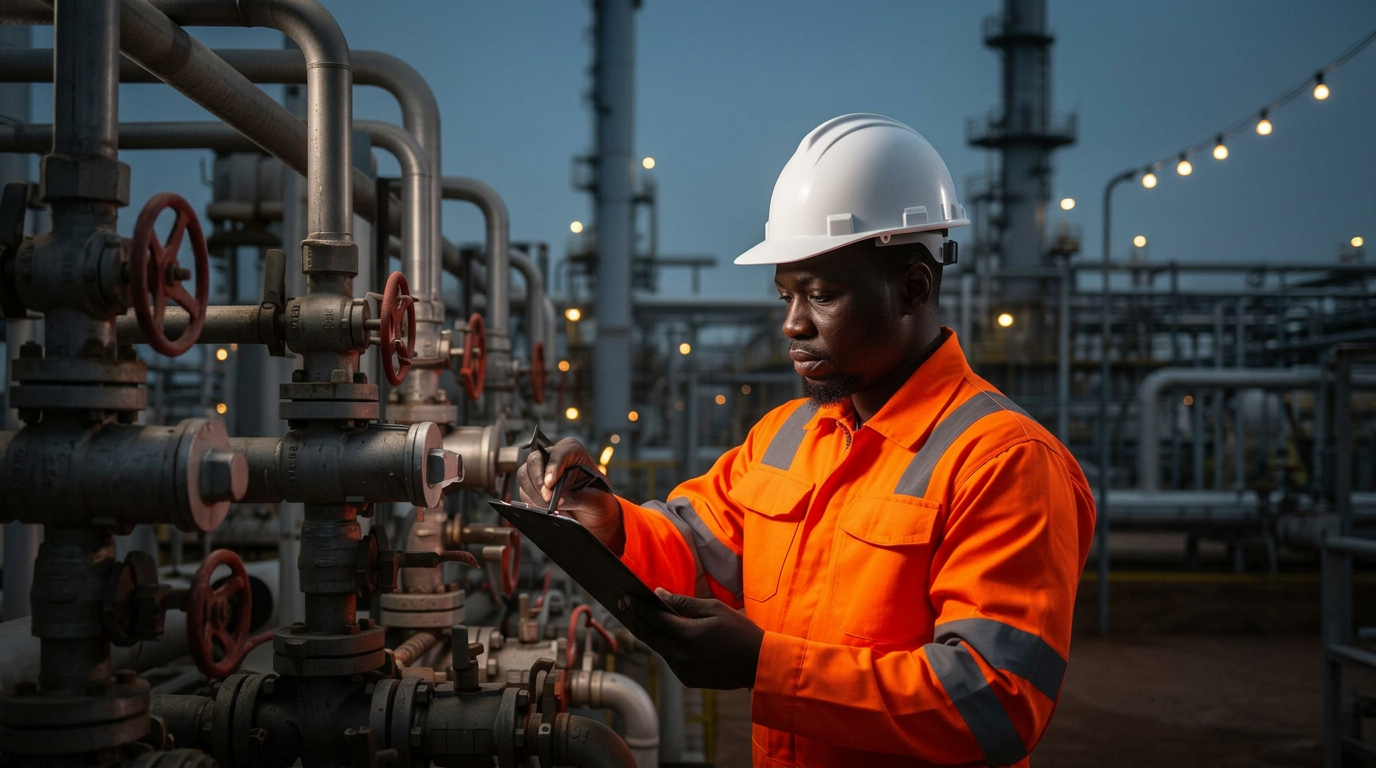 Technicien industriel en EPI orange